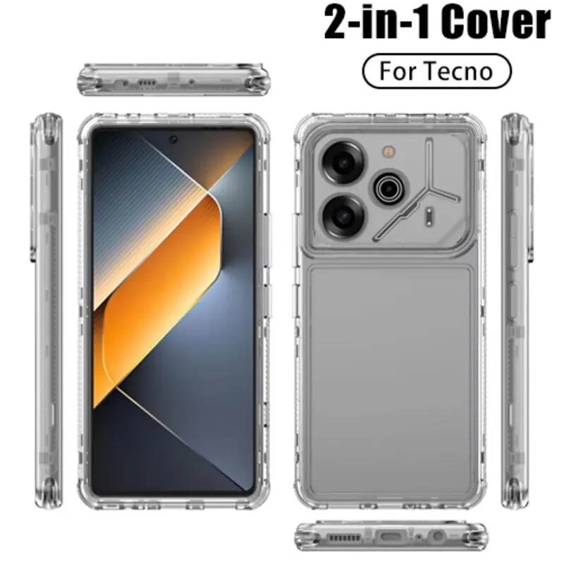 

360° Full Body Coverage Clear Phone Case For Tecno Pova 6 Pro Shockproof Cases For Tecno Spark 10 20 Pro Plus PC+Acrylic Cover