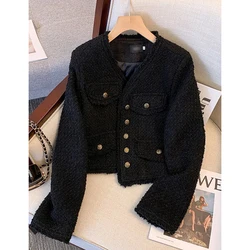 Korean Black Suit Women Elegant Button Harajuku Spring Fall Long Sleeve Chic Jacket Fashion Office Basic Casual Female Outwear