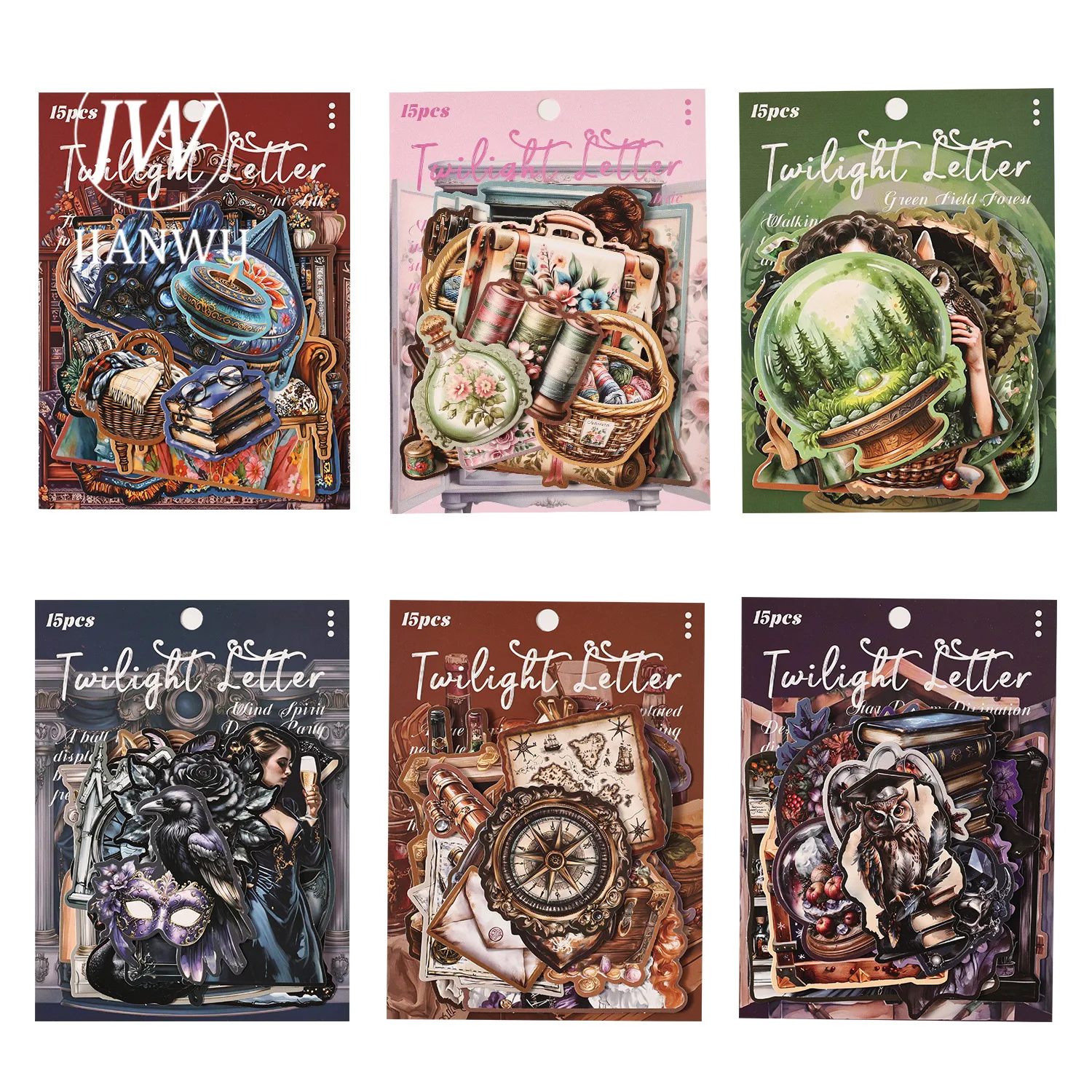 JIANWU Vintage Dark Character Flower Plant Landscape Material Collage Scrapbooking Sticker Creative DIY Journal Stationery view 5