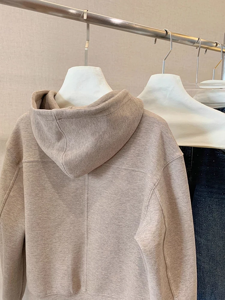 Coreano faculdade sle simples cor blo zíper hoodie ex primavera outono solto emagrecimento aberto cardigan topo feminino faion