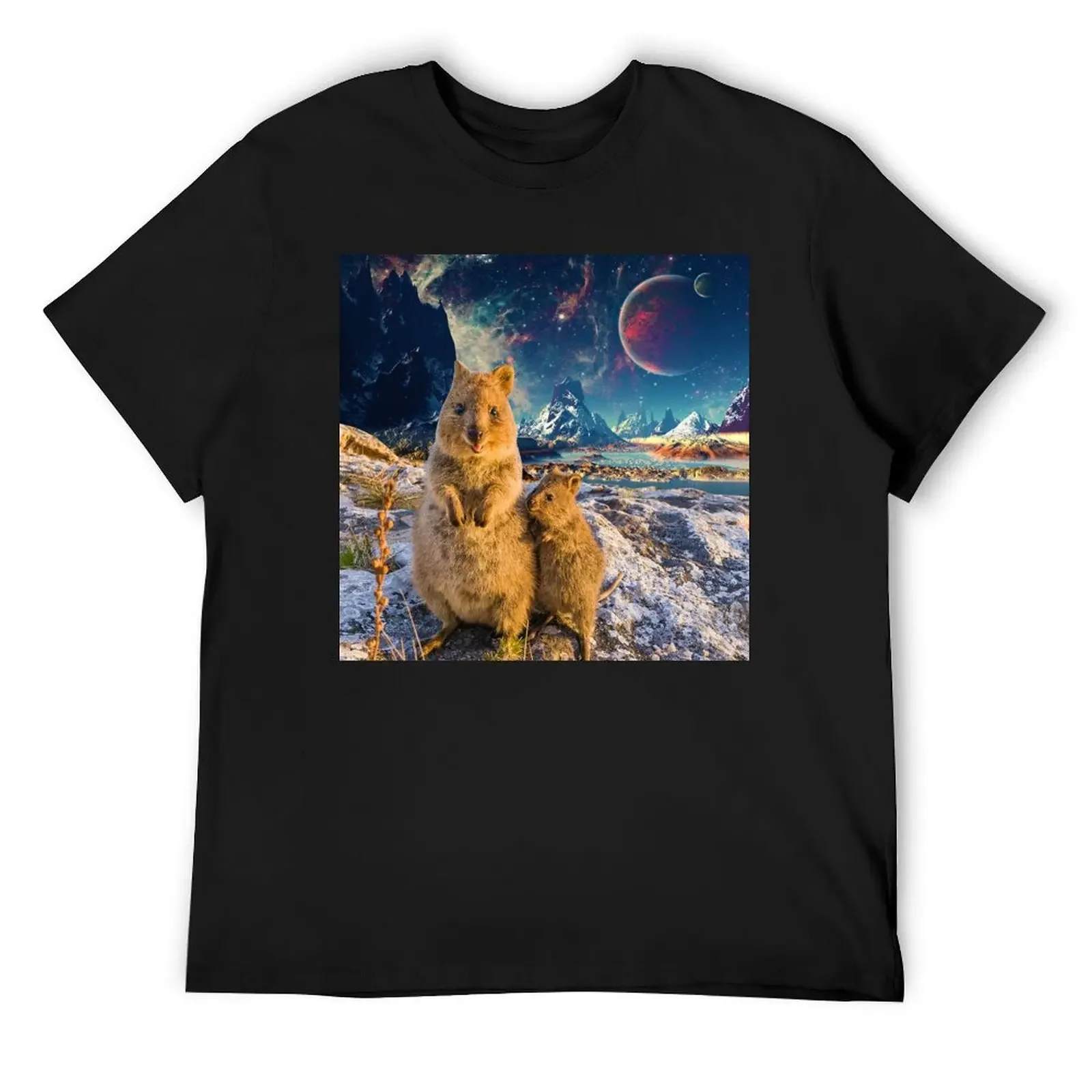 

Happy Quokka Trip to Space T-Shirt kawaii clothes boys whites summer clothes cute clothes fitted t shirts for men