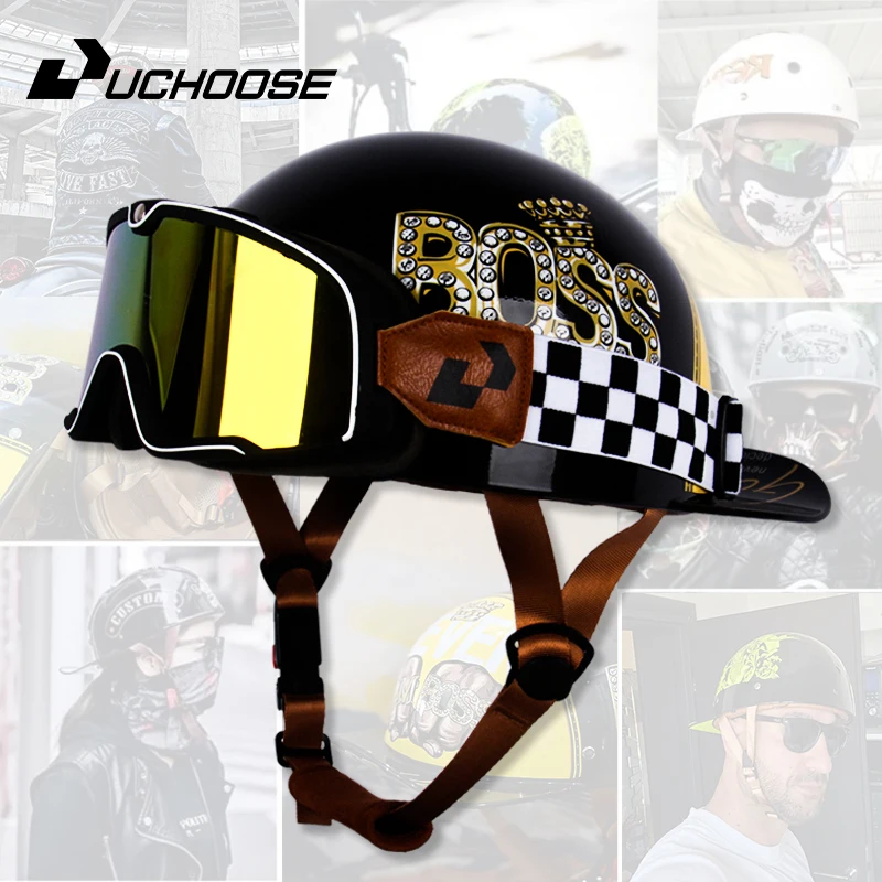 UCHOOSE NEW Motorcycle Helmet  Riding Locomotive for Harley Retro Half Helmet Four Seasons Universal Helmet