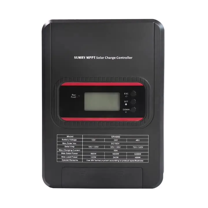 60Amp 12V/24V 145v PV Power 800w 1600w 2400w 3200w MPPT Common Positive Solar Charge Controller with LCD Display and RS232 Port