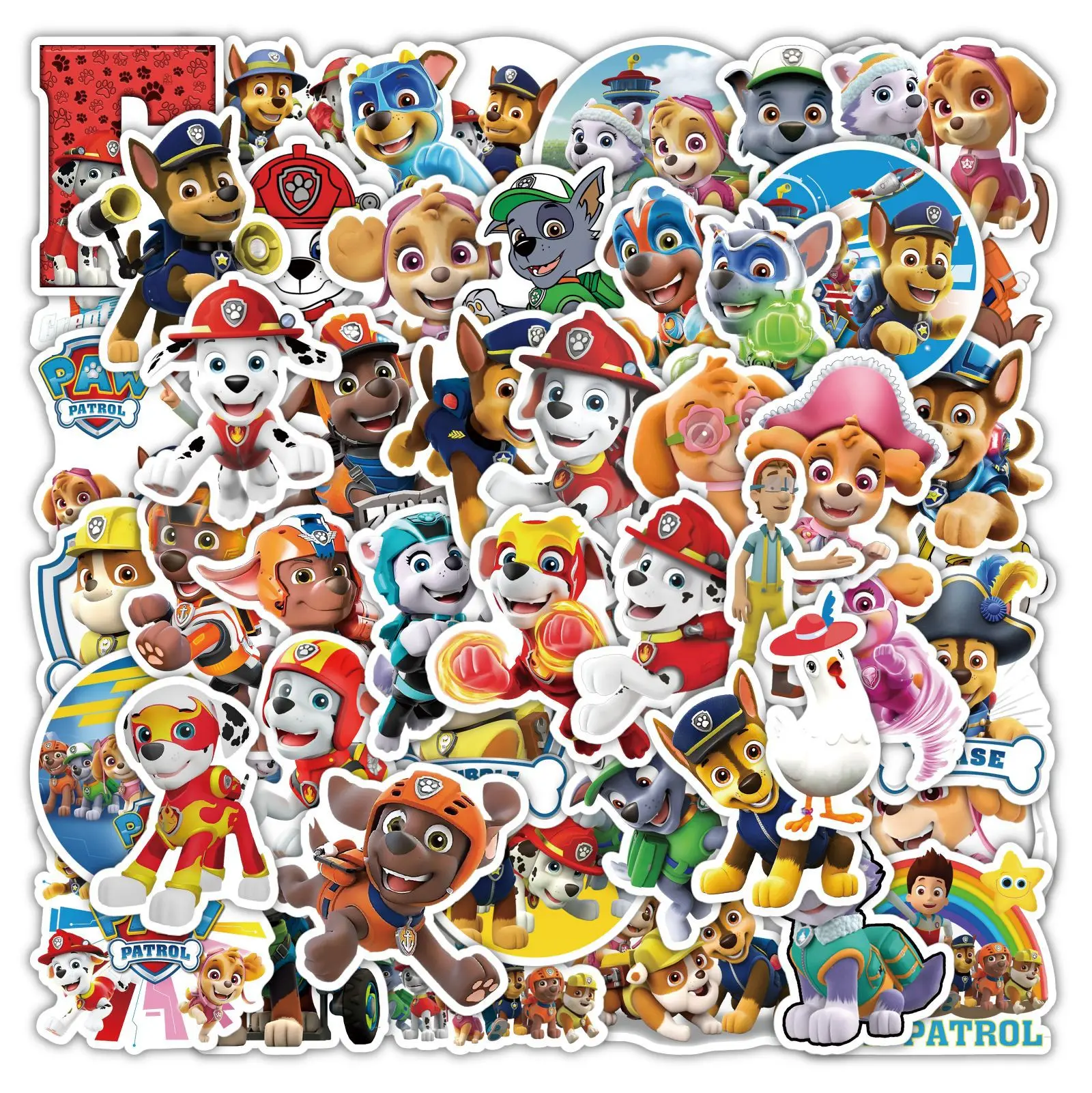 50pcs Paw Patrols Stickers Waterproof Cartoon Chase Skye Marshall Diary DIY Decorative Luggage Graffiti Decals Fun Birthday Gift