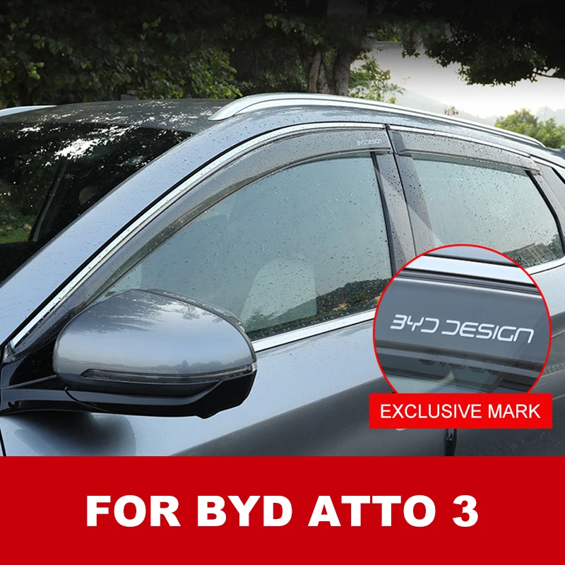 Window Visor For BYD Atto 3 2022 2023 Accessories Rain Guard Deflector Windshield Rain Eyebrow Awning Trim