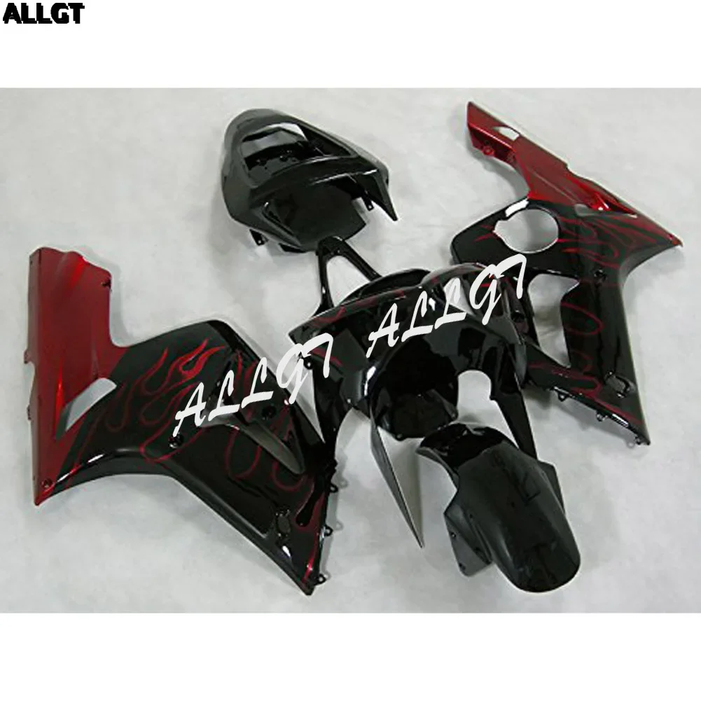 

New Red Flame & Black Motorcycle Fairing Kits for Kawasaki Ninja ZX6R 636 (2003 - 2004)