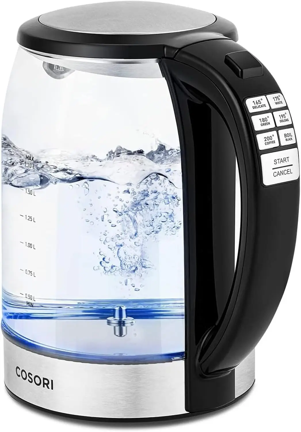 

Electric Kettle with Temperature Control, 6 Presets, 1.7L Capacity, Keep Warm 60min, Auto-Off Safety, BPA-Free Black