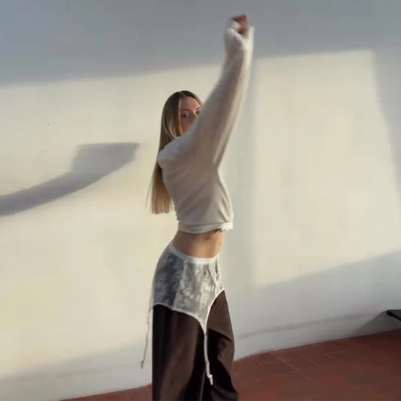Modischer Spitzenrock für Damen, Kurzer Schwarzer Rock mit Hoher Taille, Transparenter Loser Rock, Frühjahr/Sommer 2026 Streetwear Damenröcke – Detail 2