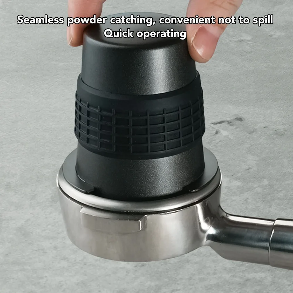 Stainless Steel Dosing Cup Black With Puck Screen Coffee Dosing Cup Even Coffee Grinding Coffee Powder Catcher Coffee Maker