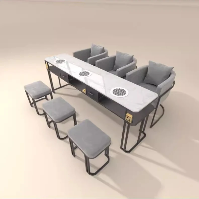 

+--Light Luxury Modern Manicure Table Waterproof Square Reception Hand Manicure Table Mesa High Quality Nagel Tisch Salon Furnit