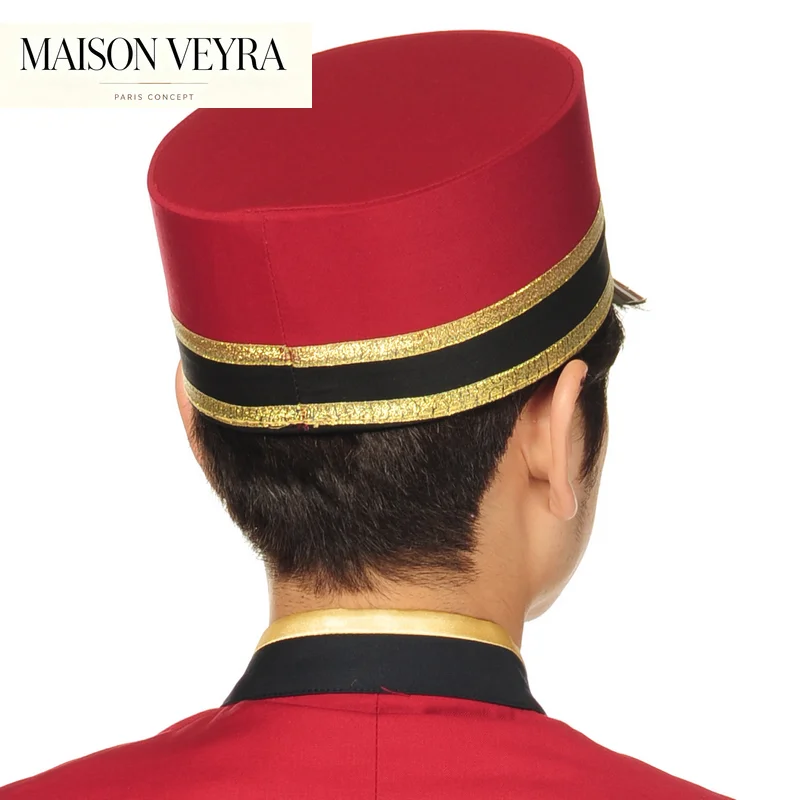 red-hotel-receiption-hat-for-men-chef-doorman-hat-top-work-uniform-restaurant-hotel-waiter-cap