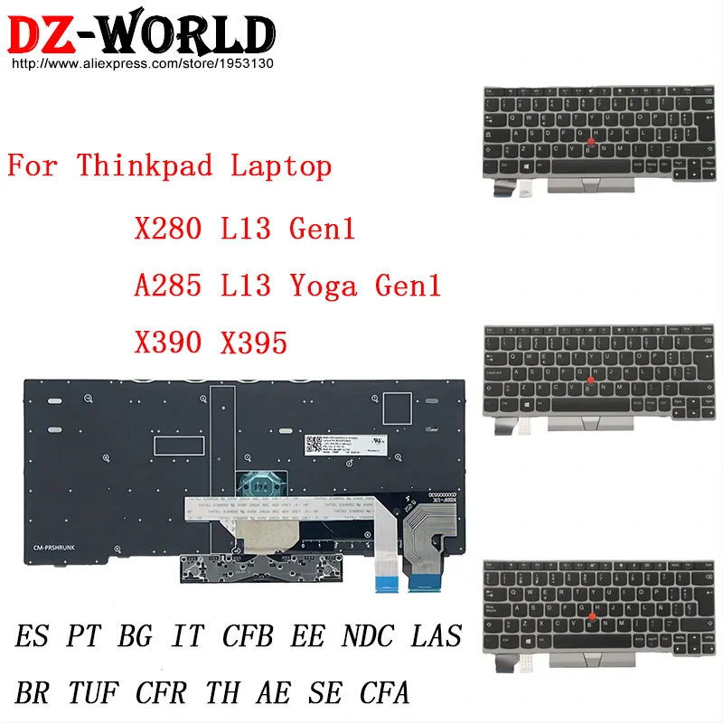 Серебристая клавиатура SPA PT BG BR Для Lenovo Thinkpad X280 A285 X390 X395 L13 Yoga G1 01YP834 01YP802 01YP833 01YP805 01YP825 01YP801