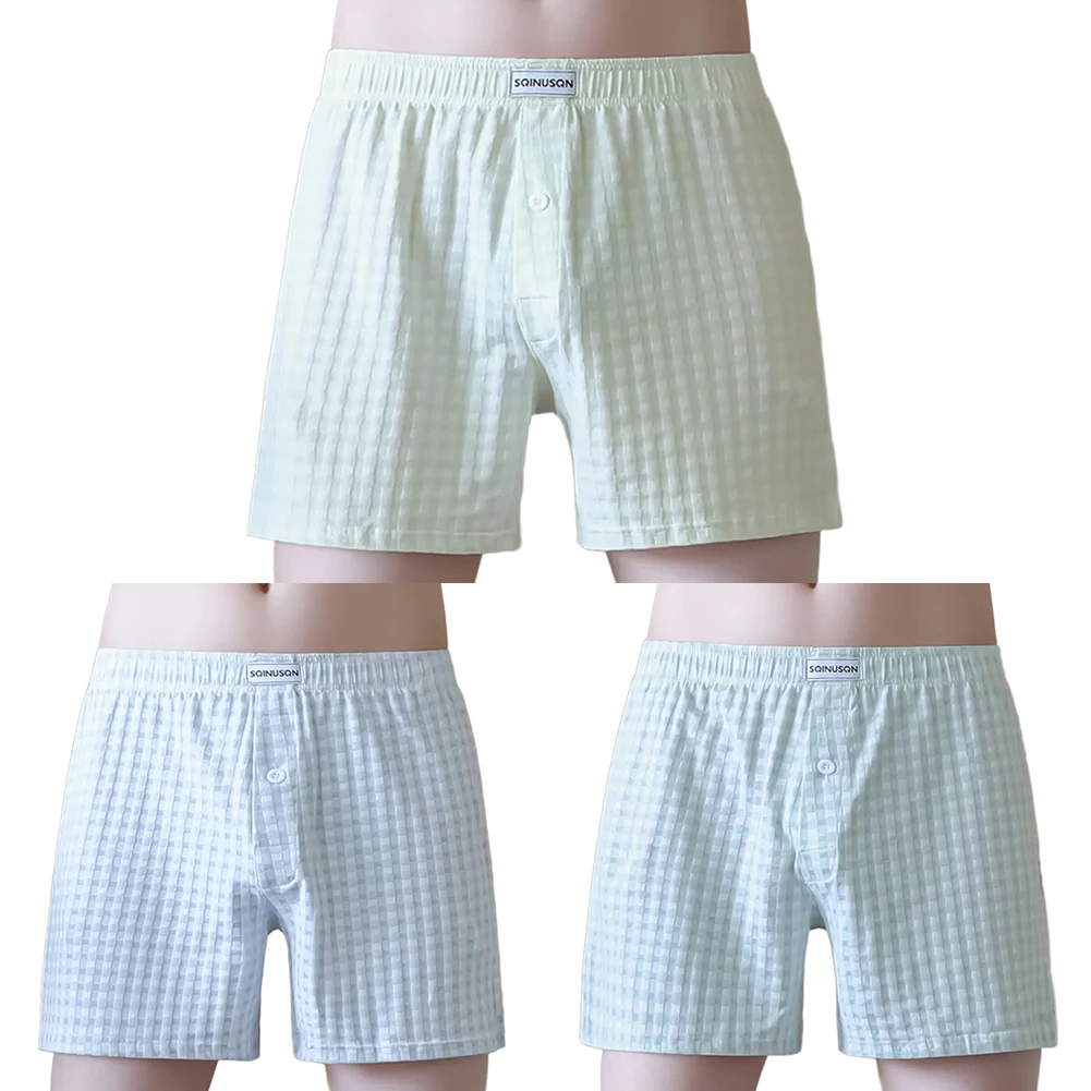 Home Wear Breathable Trunks Comfortable Underwear Breathable Plaid Trunk For Men Comfortable 30 Spandex 70 Cotton