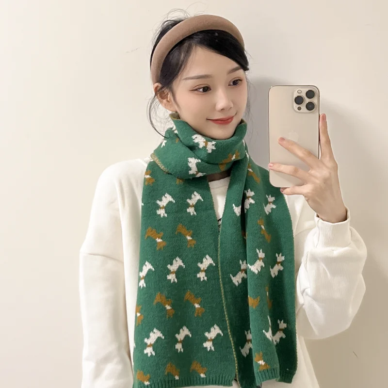 Fashion Knitted Long Scarf Women Winter Warm Animal Shawl Warps Female Neckerchief Scarf For Women