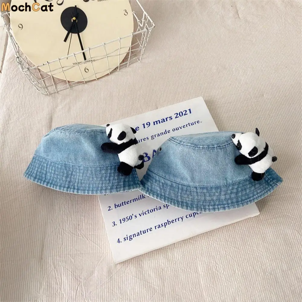 

Simple Panda Children Sun Visor Hat Korean Style Cowboy Kids Bucket Cap UV-Resistant Sun Protection Baby Fisherman Hat Camping
