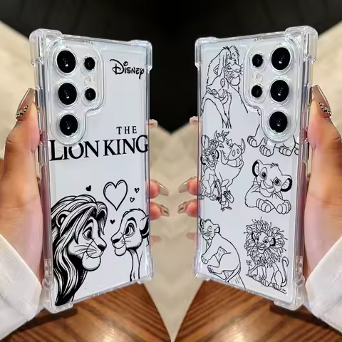 Phone Case For Samsung Galaxy S25 FE S24 S23 S22 S21 Ultra S20 Plus Note 20 S25FE Clear Shockproof Cover Disneys Lion King Simba