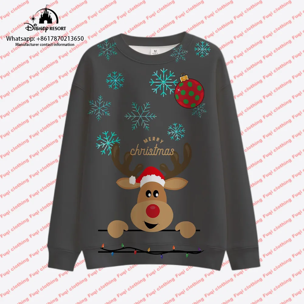 Buon Natale Serie Mickey Minnie Autunno Harajuku Girocollo Casual Felpa a maniche lunghe da donna Top da donna 2024 Nuovo