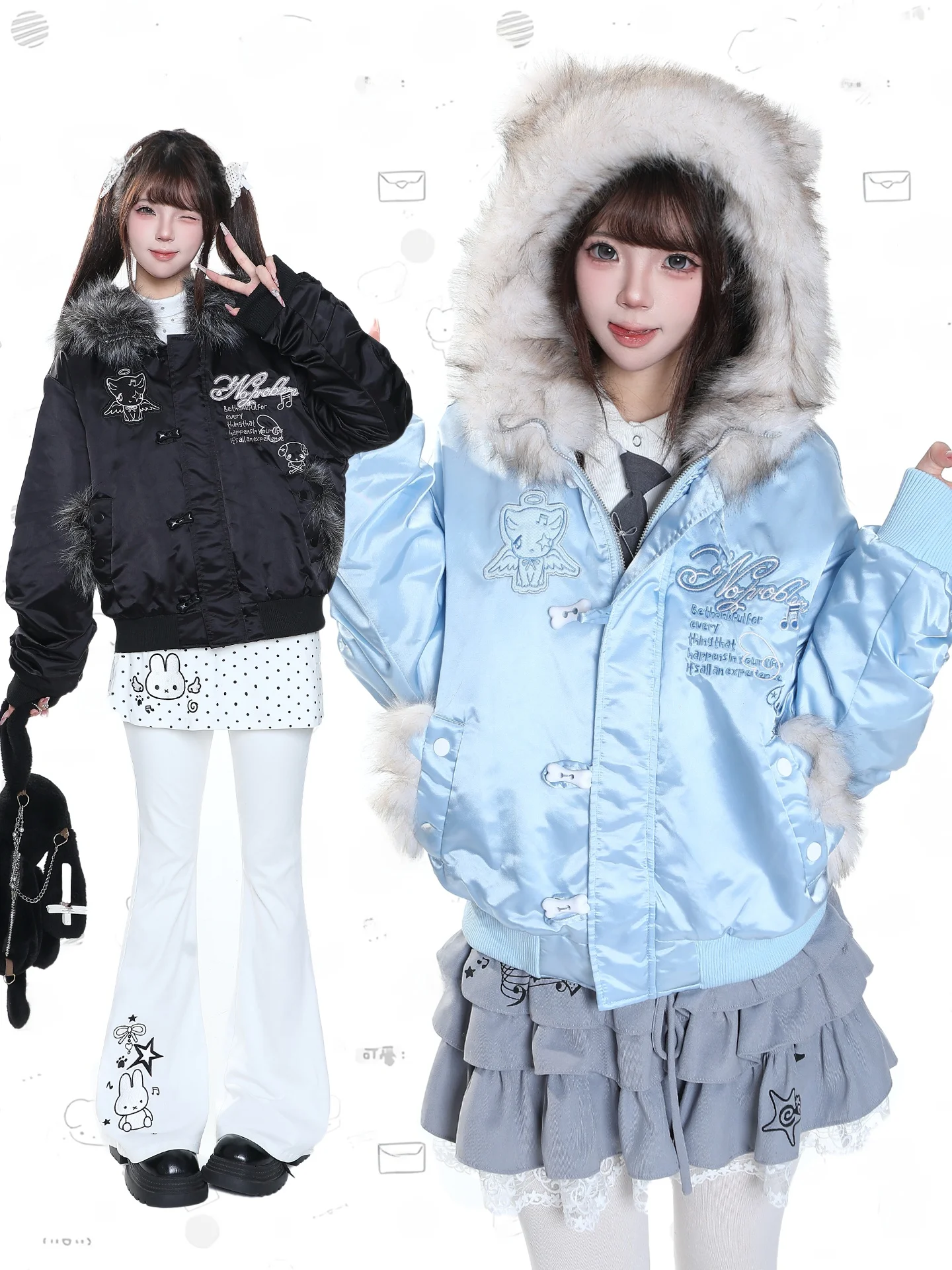 Sweet Casual Style Hooded Embroidered Cotton Jacket Women's Winter Thick Warm Loose Design Sense Cotton Coat Outerwear