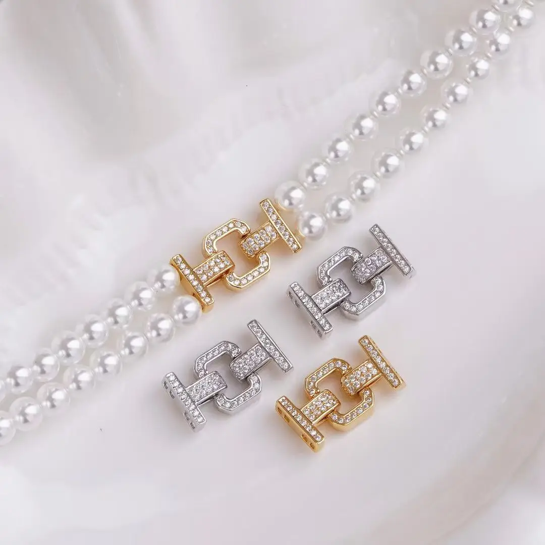 

Два ряда из стерлингового серебра S925, ожерелье, браслет, застежки и крючки, аксессуары для ювелирных изделий, детали для жемчуга 5-6 мм, 3 шт./лот