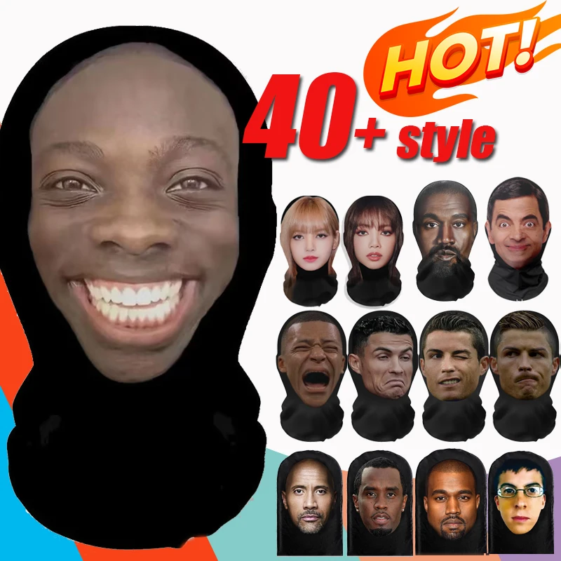 Máscara con estampado 3D de Cosplay, máscara facial completa de malla elástica, tocado de juego de rol para hombres y mujeres, tocado de pasamontañas de moda Hip Hop