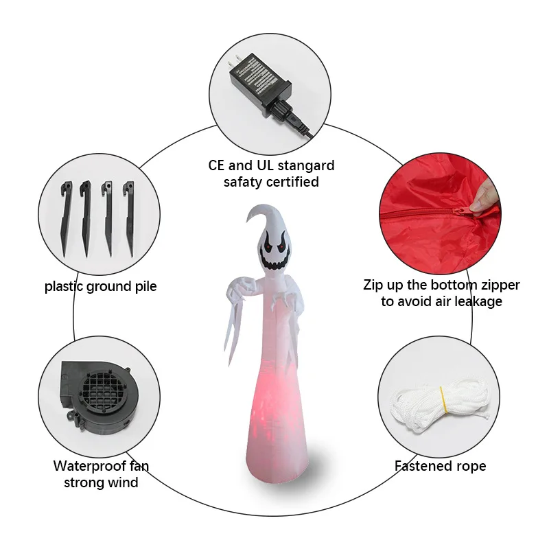 هالوين قابل للنفخ مباشرة من الشركة المصنعة نموذج هوائي شبح أبيض، انفجار أمازون