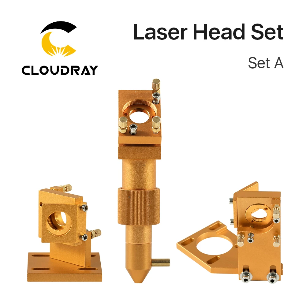 Cloudray K Series CO2 Laser Head Set D12 18 20  FL50.8mm Lens Gold Color for 2030 4060 K40 Laser Engraving Cutting Machine