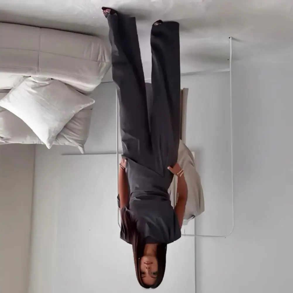 

2025 женский наряд, модный одинаковый комплект, элегантный женский офисный комплект из двух предметов с неровным подолом, топ с широкими штанинами для повседневного использования