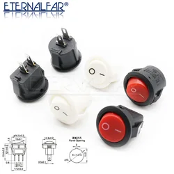 15MM 16mm Diameter Small Round Boat Rocker Switches Black Mini Round  White Red 2 Pin ON-OFF Rocker Switch 3A 250V