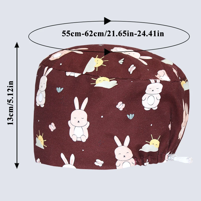 긴 머리용 간호사 작업 캡, 조정 가능한 의료 스크럽 모자, 수술 캡, 부드러운 면 치과 의사 모자, K923