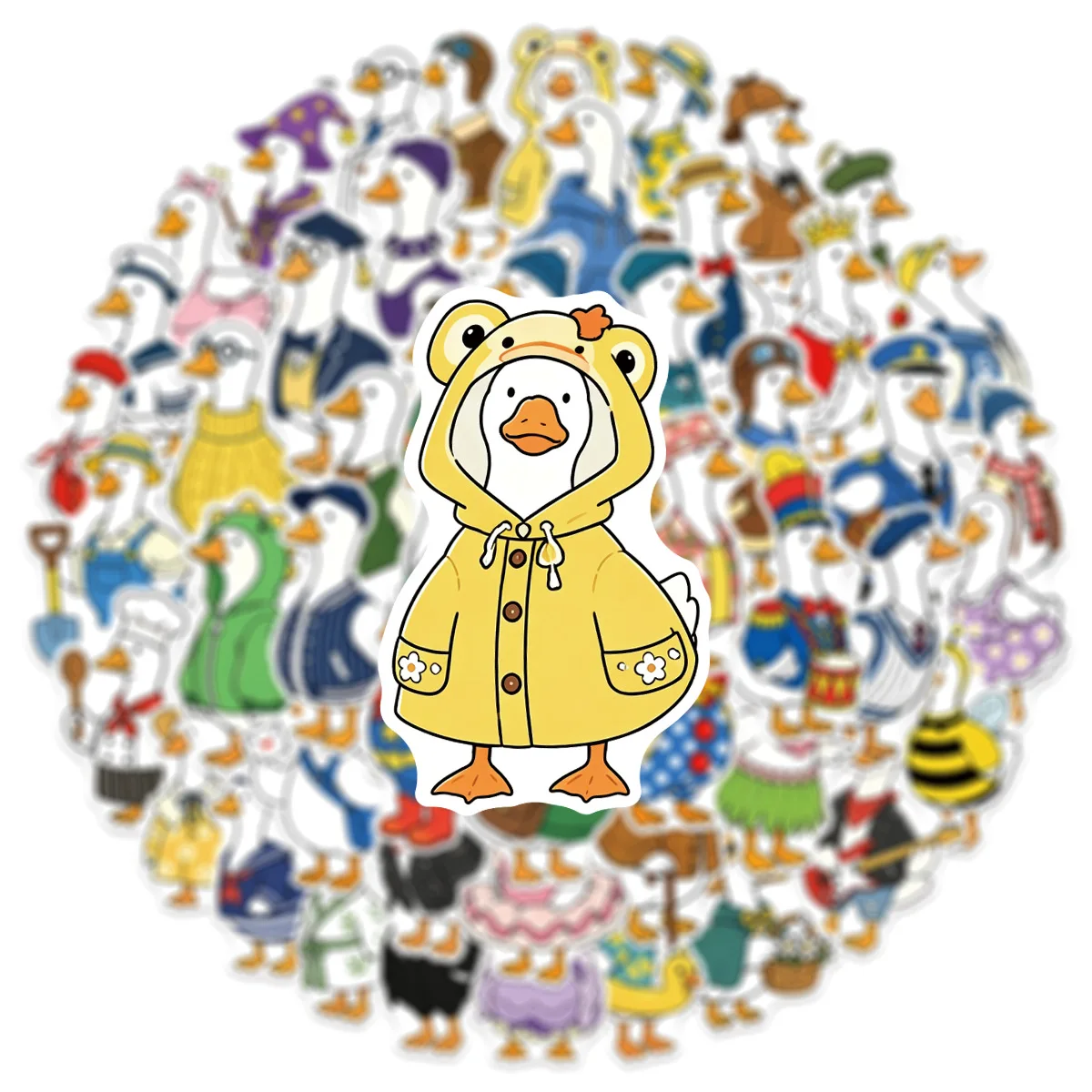 50pcs Cute Cartoon Doodle Creative White Goose Stickers,  Waterproof Decals for Journal Notebook Phone Tablet DIY Decor Gif