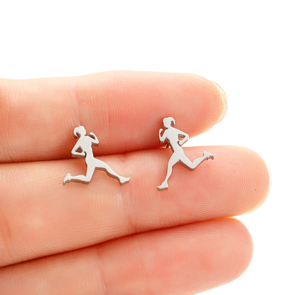 1 Pair Stainless Steel Running Women Stud Earring Fashion Sport Marathon Jewelry Fitness Lovers Gift