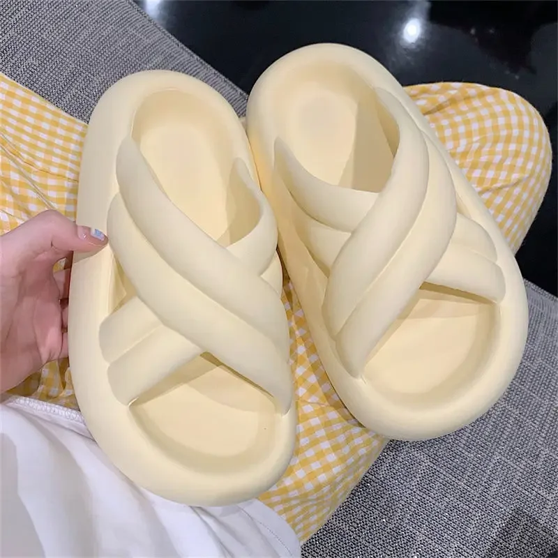 2023Household Bathroom Slippers Women Trend Thick Sole EVA External Wear Couple Soft Sole Indoor Shower Slippers Casual Shoes