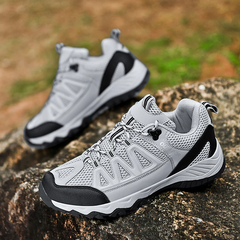 Zapatillas de deporte al aire libre para hombre, zapatos deportivos de malla transpirable, antideslizantes, resistentes al desgaste, para senderismo, Trail Running, zapatillas deportivas para hombre