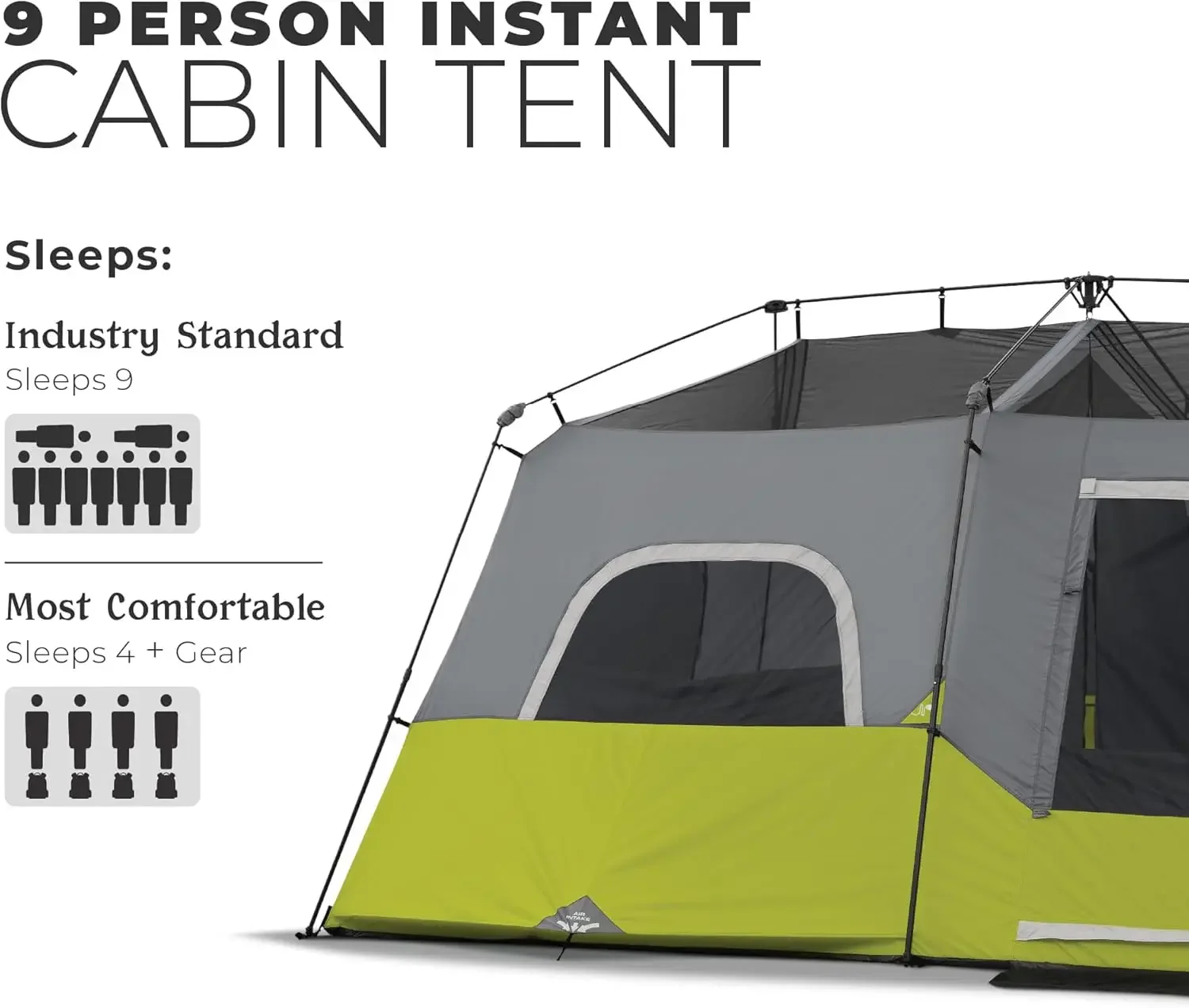 Green 14' x 9' Instant Cabin Tent for 1 Person
