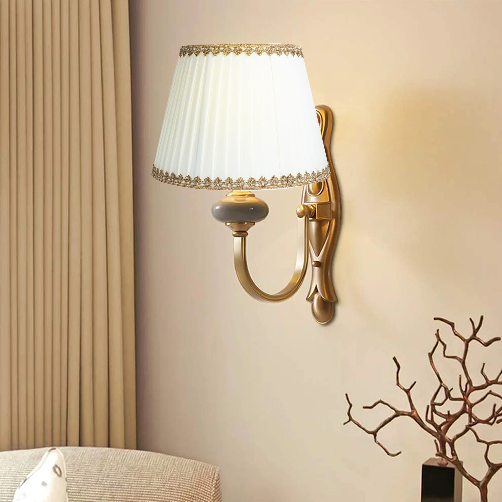 Paralume in pizzo Tessuto Lampadario in ferro Tavolo da pavimento Copertura da scrivania Elegante camera da letto calda Soggiorno Facile installazione Colore semplice