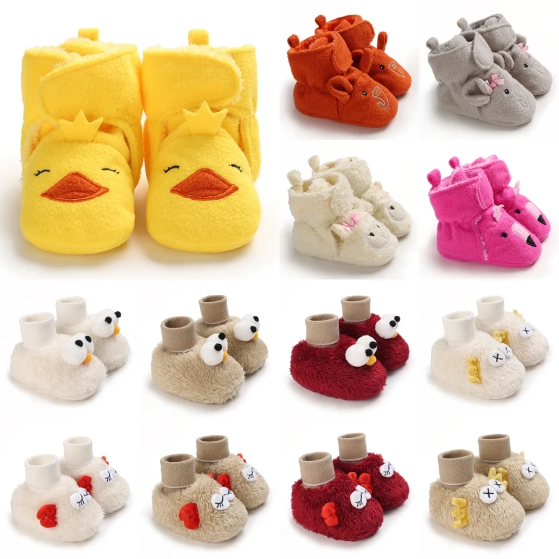 

Cartoon Baby Sock Shoes Plush Warm Comfortable Elastic Rope First Walkers for Infants Boys Girls 0-18 Months