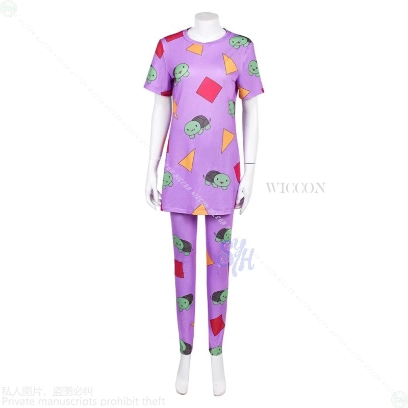 Zoey Huntrix Kpop Demon Cosplay Costume Purple Geometric Print Pajamas Kawaii Cute Sweet Uniform Halloween Suit
