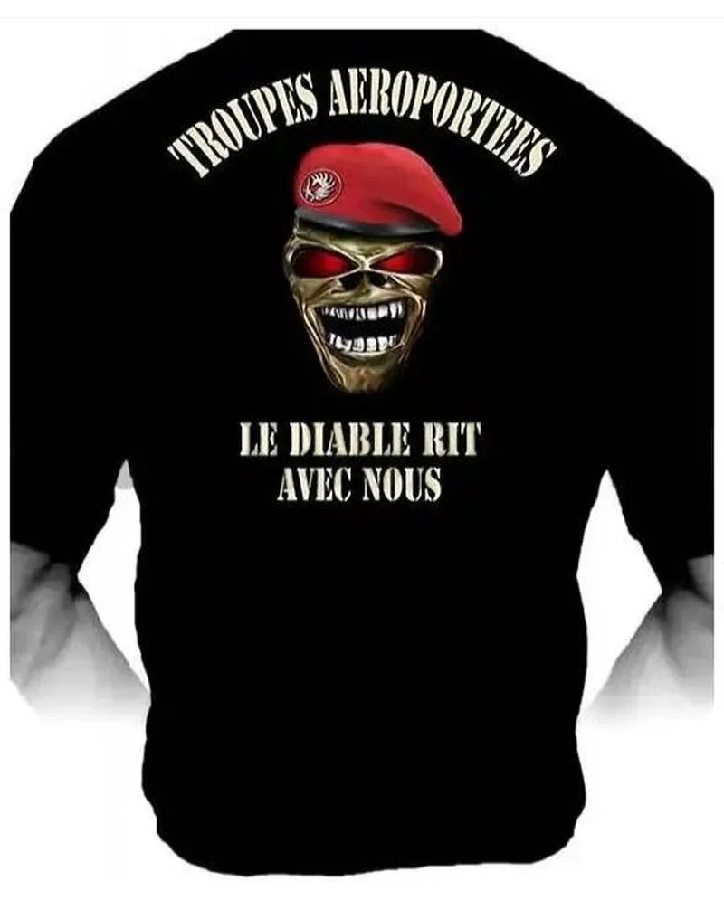 

French Foreign Legion "the Devil Laughs with Us" Men T-Shirt Short Sleeve Casual 100% Cotton O-Neck Summer Shirt