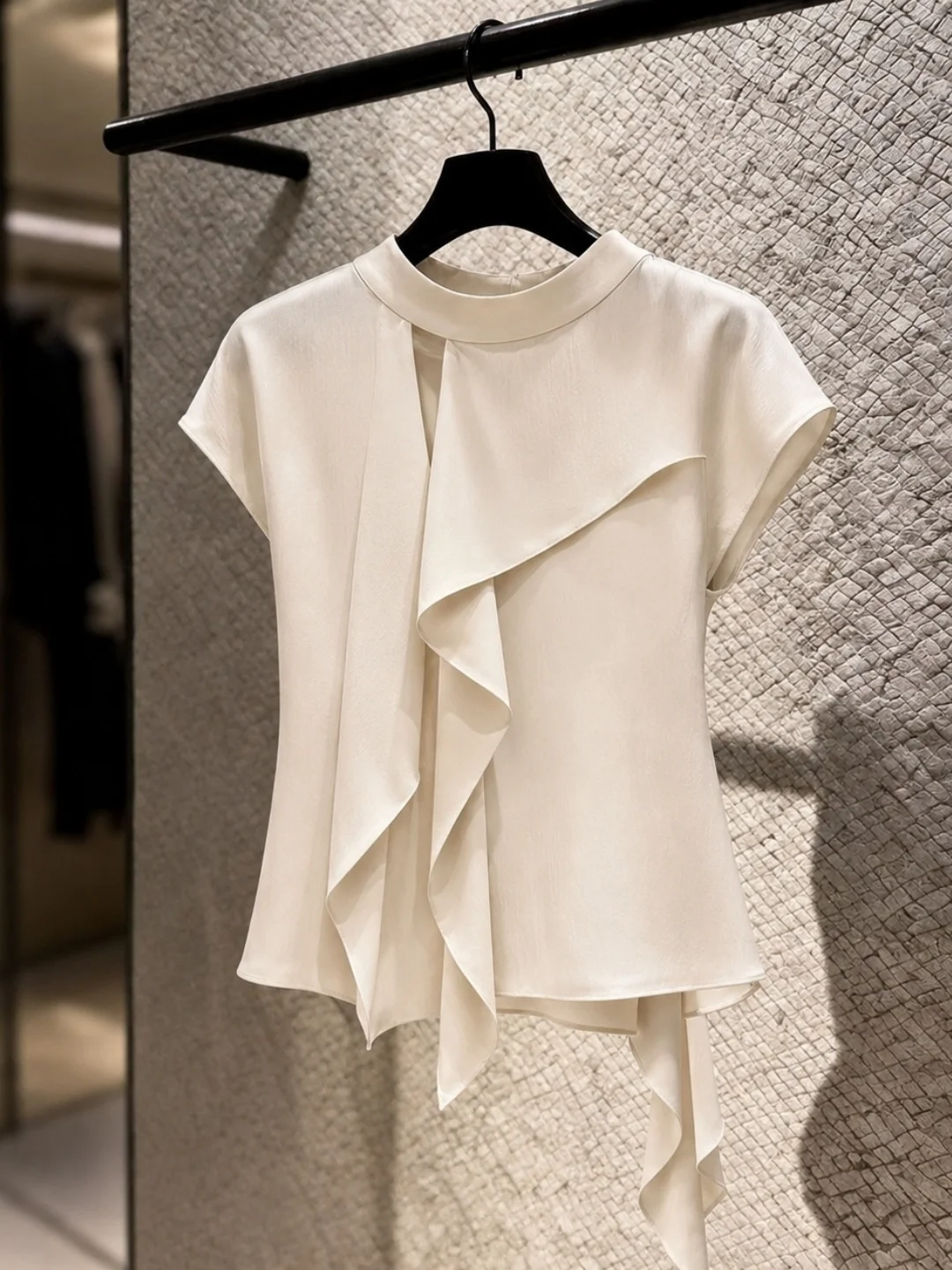 

Elegant Commuter Pure Color Short Sleeve Women's Top Versatile Basic Style Korean Fashion Straight Cut Summer New Design