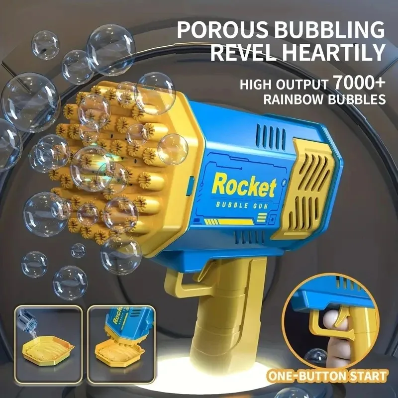 Pistola a bolle luminose portatile a 40 fori con giocattolo elettrico per bambini ad acqua giocattolo per macchina a bolle completamente automatico all'aperto senza batteria