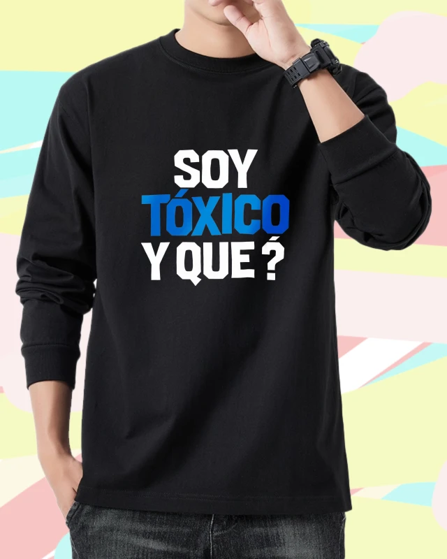 

Футболка для мужчин, осенние трикотажные изделия, хип-хоп, с длинными рукавами, графическая футболка I am Toxic, высококачественная футболка с принтом для спортзала, эстетика на Хэллоуин