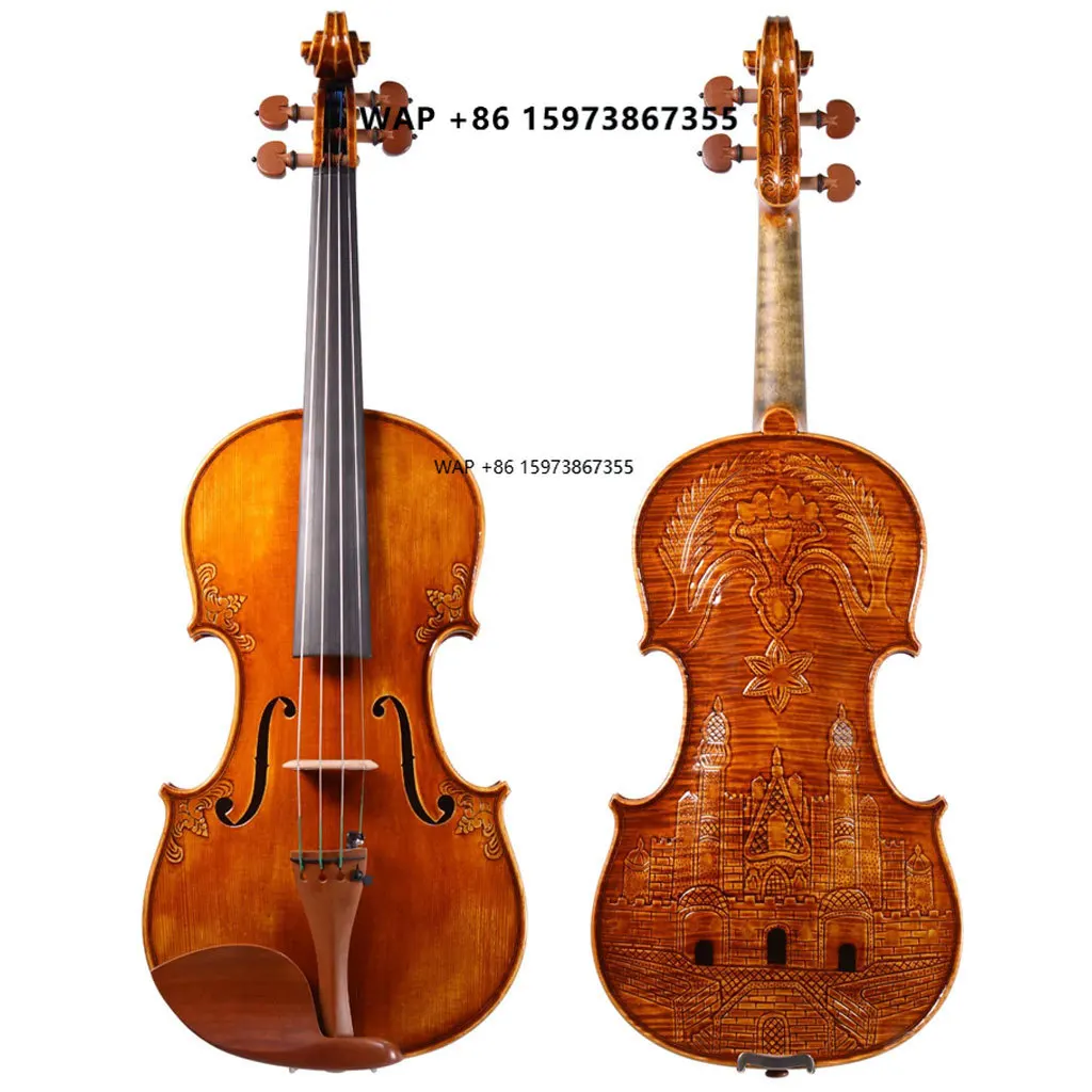 Advanced Hand Carved Castle Violin Full Size Antonio Stradivari De 1718 Carved Castle Violins 4/4 Open Clear Tone Orchestra