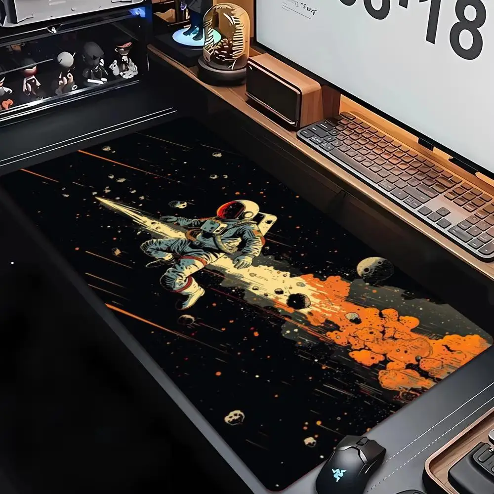 Overlocked Retro Astronaut Space XXL Large Gaming Mouse Pad Non-Slip Rubber Desk Mat Keyboard Pad Laptop Computer Accessories