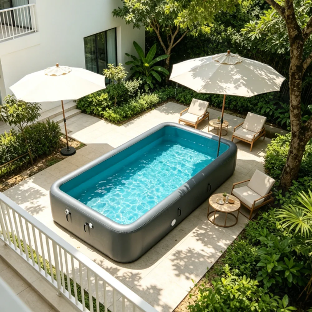 Personalized rectangular inflatable swimming pool suitable for home use, floor mounted, suitable for modern gardens  backyards