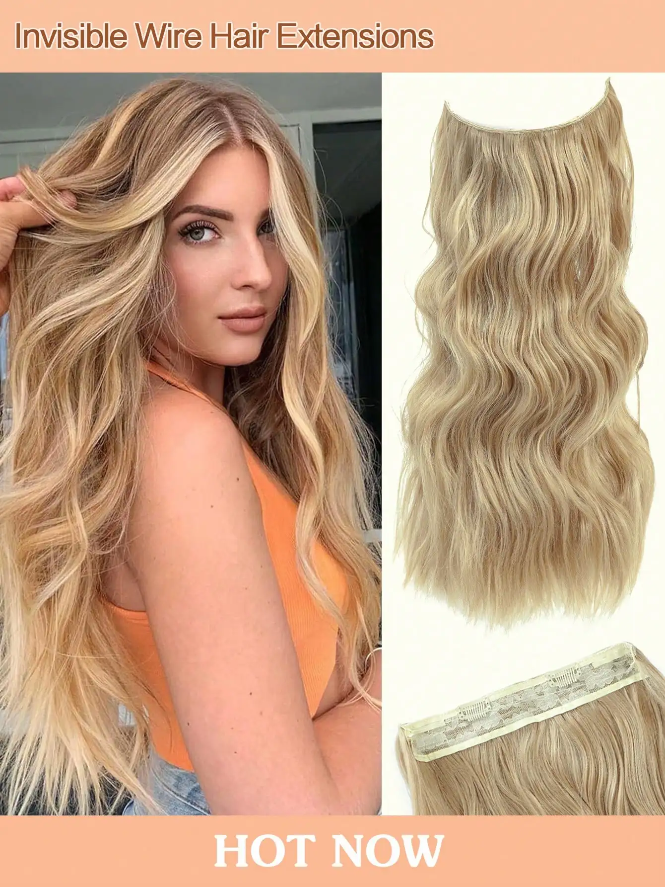 

Free Shipping on Orders Over $29Invisible Wire Hair Extensions Dirty Blonde With Dark Root Hair Extension Natural Wavy Hair Pieces For Women Synthetic Hair Extensions Clip In Hairpiece