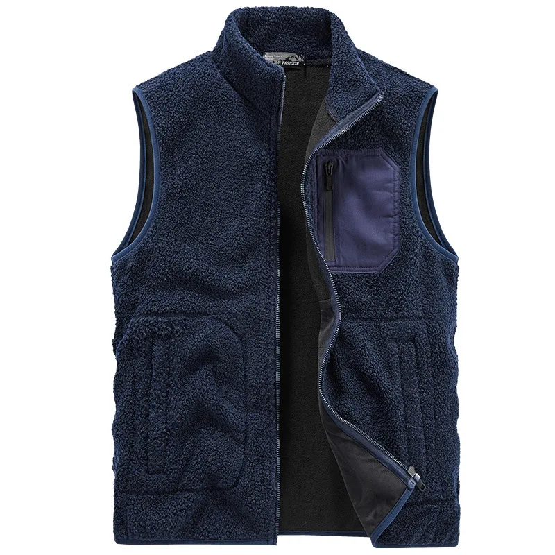 2023 Winter neue mittlere Alter Weste Lamm Fleece Mode warme Weste doppelseitige Samt Papa Tank Top Teddy Samt Weste