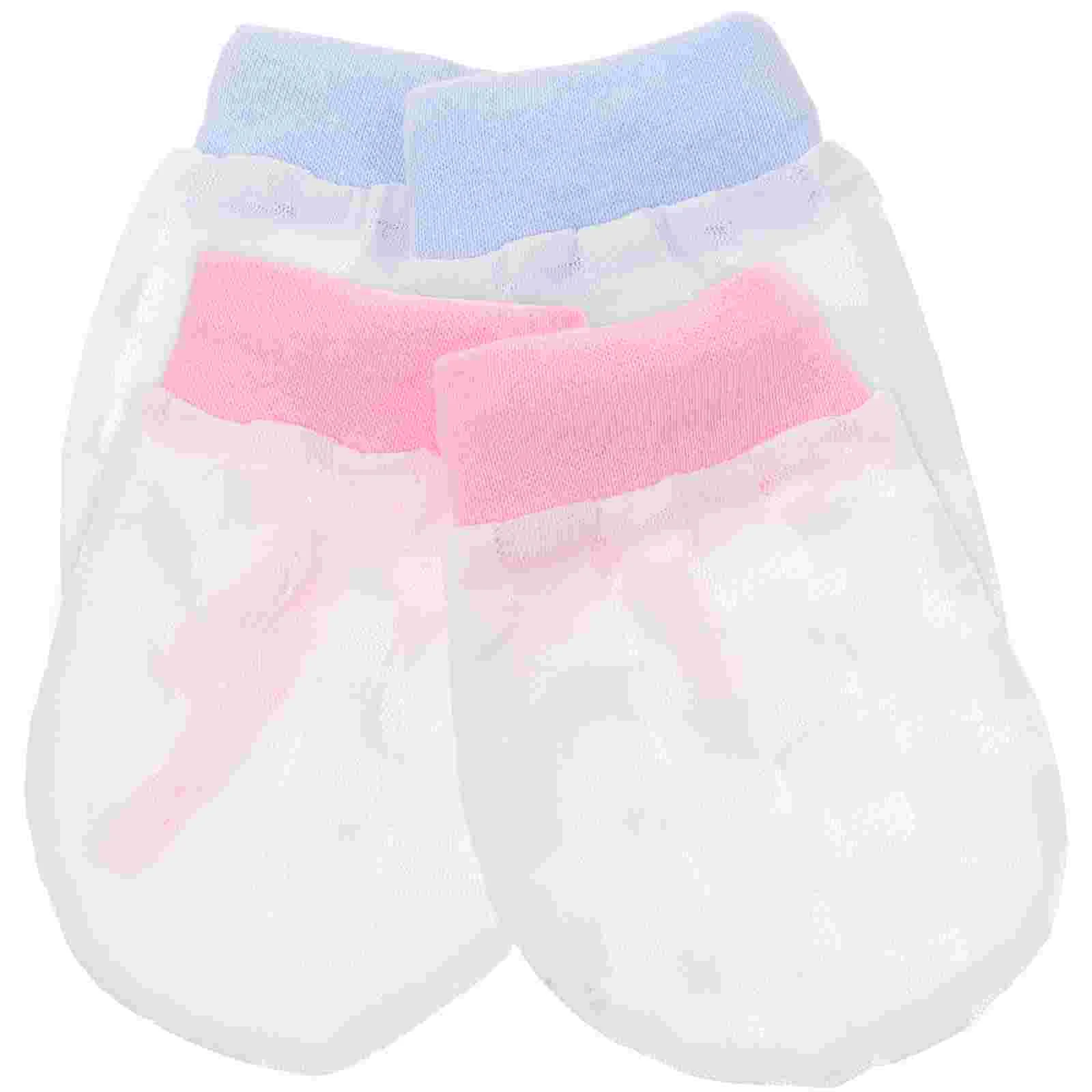 

2 Pairs Face Scratch Gloves Infant Newborns Thumb Driving Baby Anti-scratch Breathable Toddler Mitten Mittens No