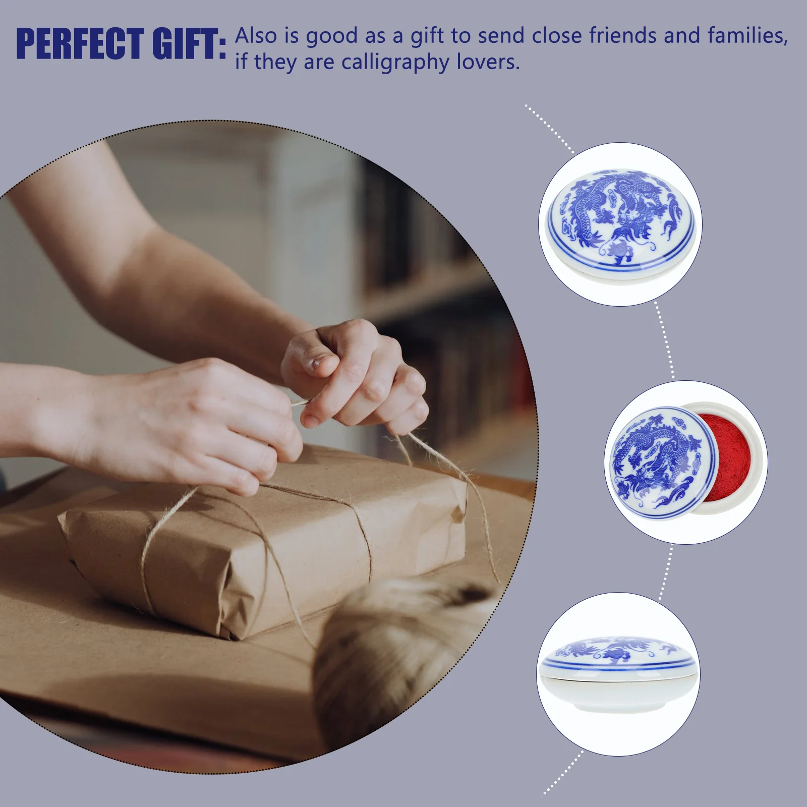 1Pcs DIY Chinese Ink Pad Ceramic Surface Multipurpose Inkpad Smooth Scratch Resistant for Painting Calligraphy Use