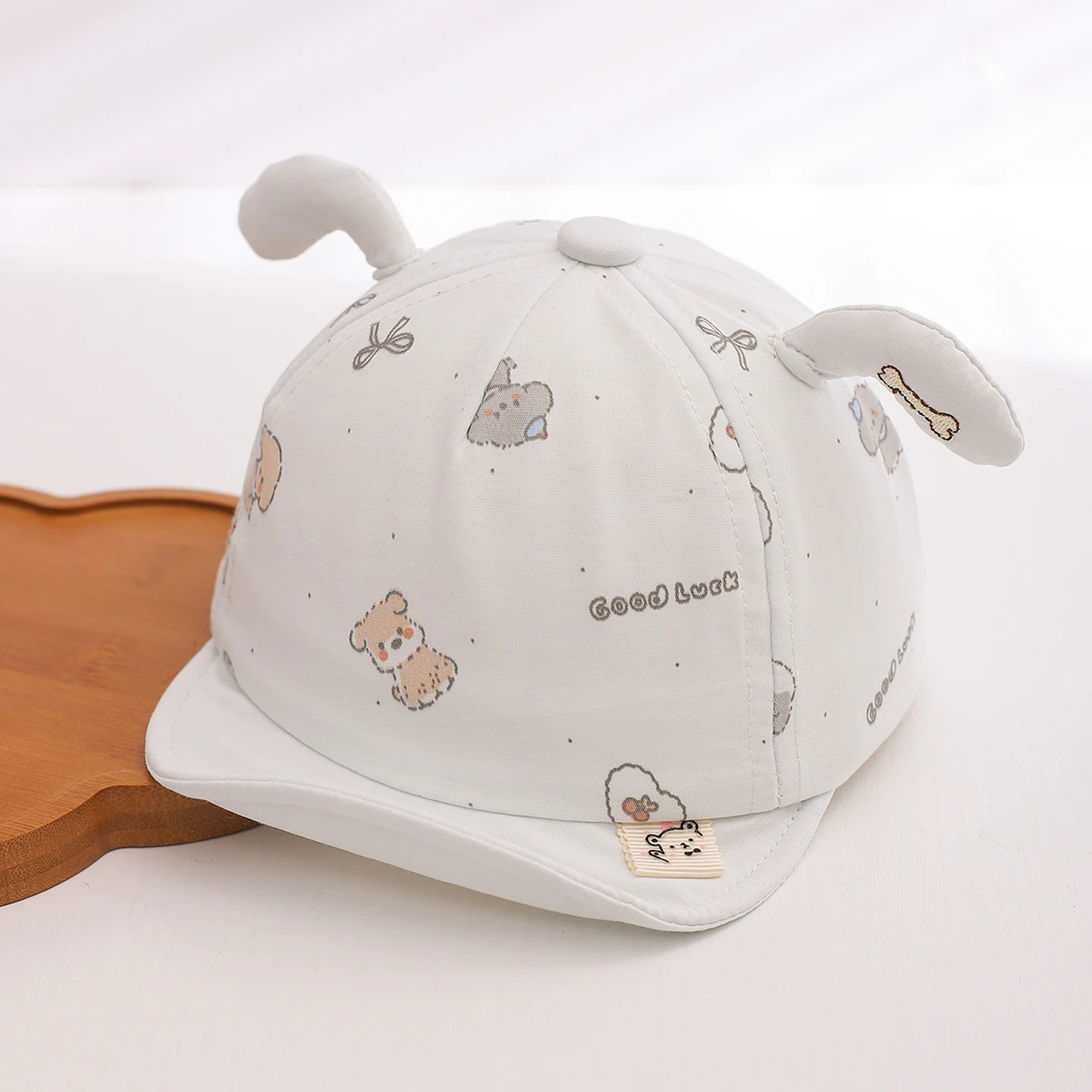 Children's Korean-style cute fabric floppy ear, puppy-style bowknot printed soft brim daily walking and outing baseball cap - view 3