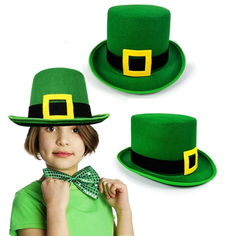 Cowboy Hats Panama Hat Leprechaun Headwear Green for Women Men Photo Props Western for Men Women Unisex Wear Headwear